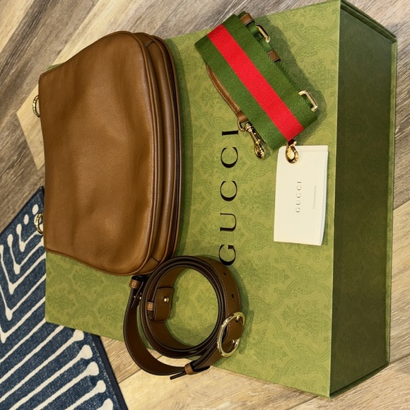 Gucci Blondie NM Flap Leather Bag BROWN calfskin NEW NEVER USED 💯 Authentic - Picture 4 of 4